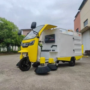 leaf shredding and collection sweeper