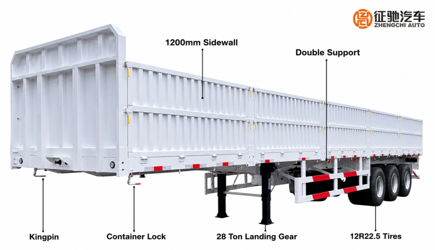 60 ton 3 axle drop side semi trailer 60 ton 3 axle drop side semi trailer